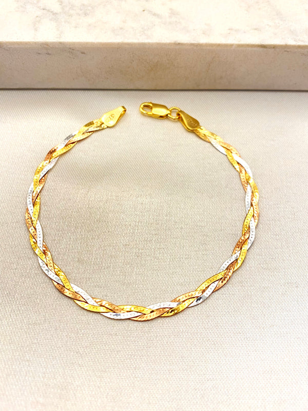 Pulsera Trenzada Snake Multicolor Plata