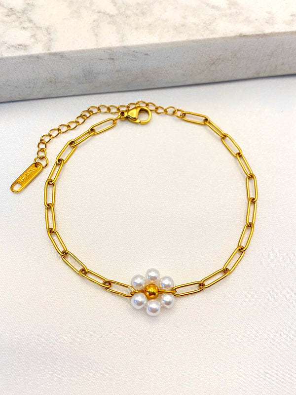 Pulsera Eslabones Flor Acero