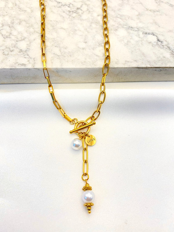 Collar Perlas Love Acero