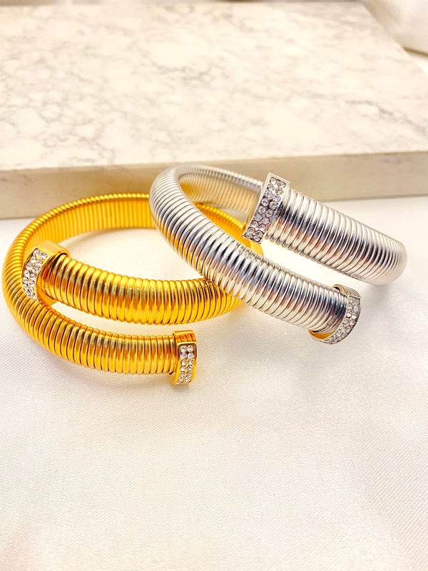 Pulsera Cruzada Zirconias 12mm Acero
