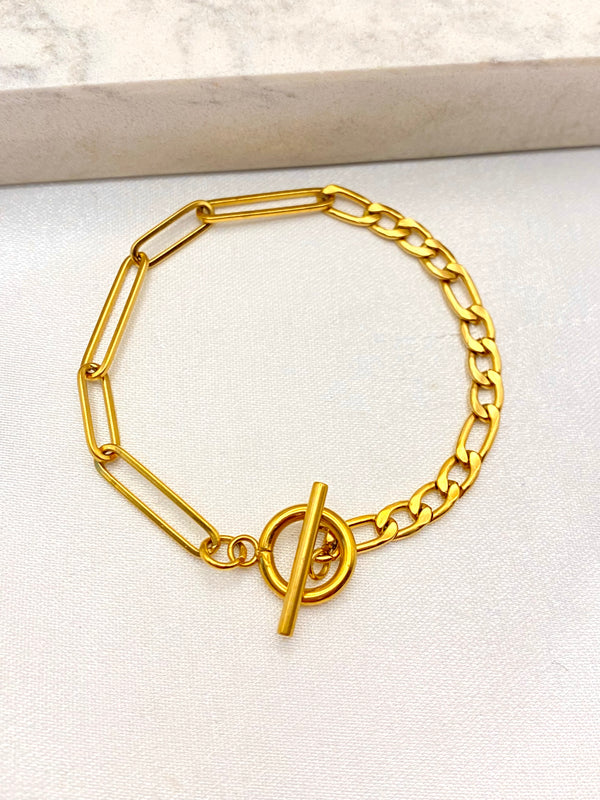 Pulsera Figaro Broche T Acero