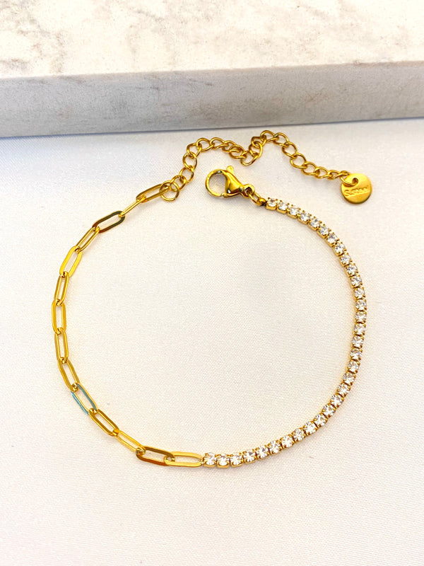 Pulsera Enlazada Zirconias Acero
