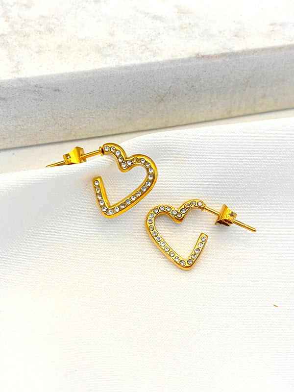 Arracada Corazon Zirconias Acero