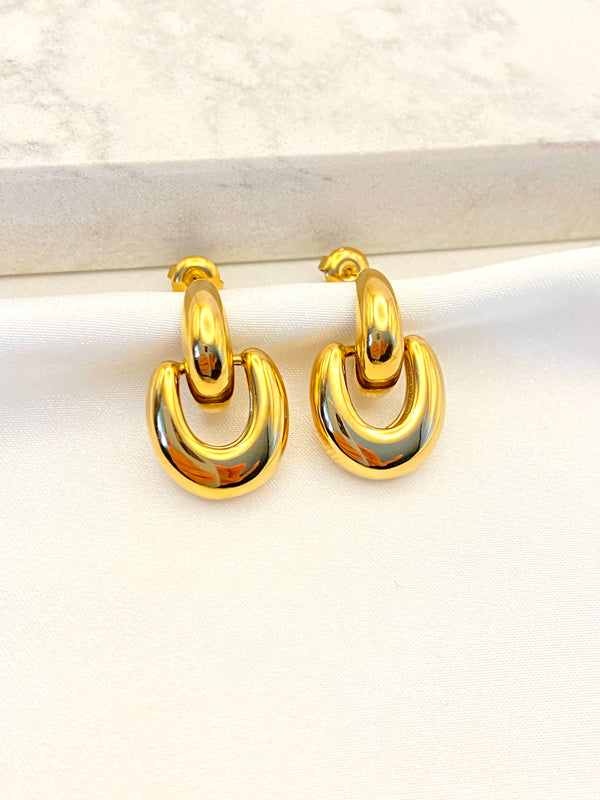 Arracada Doble Colgante Acero