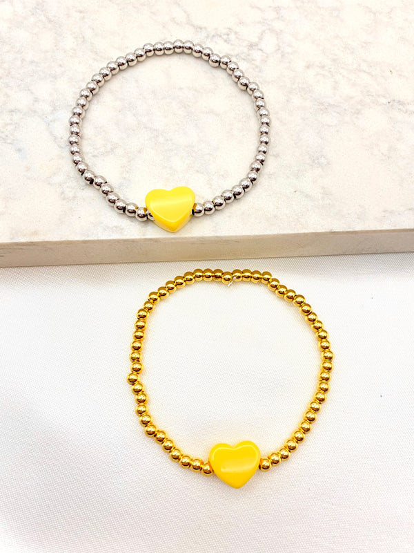 Pulsera Yellow Heart Acero