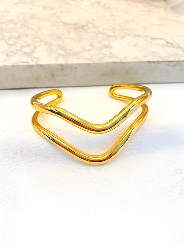 Pulsera Doble Ondulada Acero