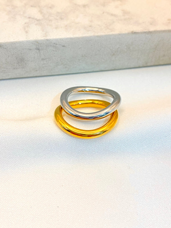 Anillo Doble Bicolor Acero