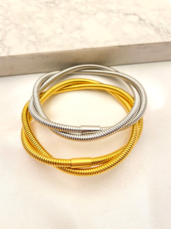 Pulsera Tipo Resorte Doble Acero