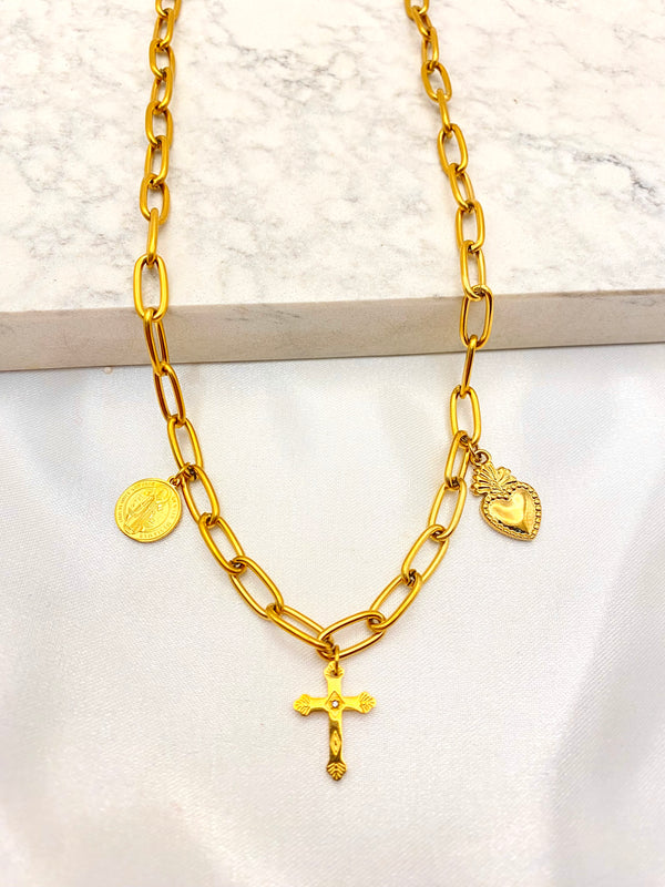 Collar Dijes Religiosos Acero