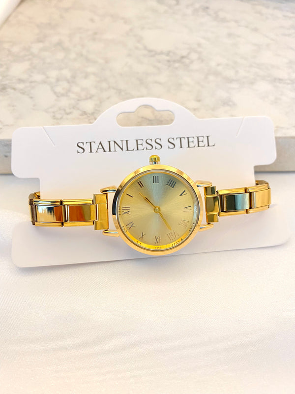 Pulsera Italiana Reloj Golden Acero