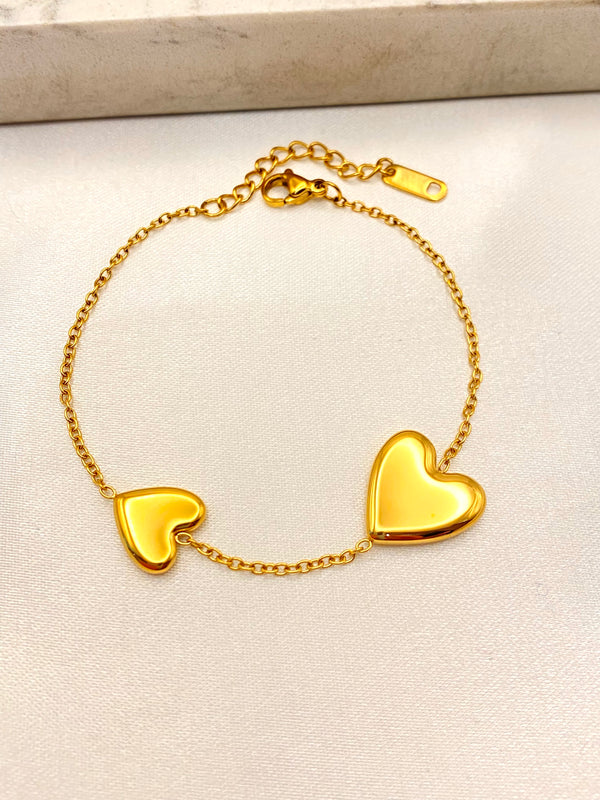 Pulsera Dos Corazones Acero