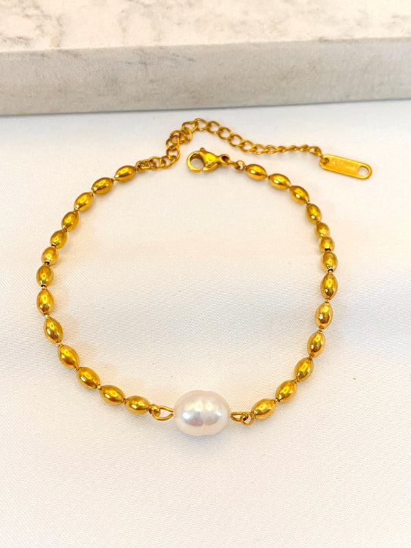 Pulsera Balin Perla de Rio Acero