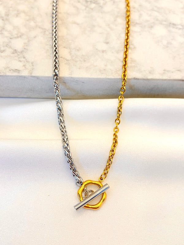 Cadena Bicolor Broche T Acero