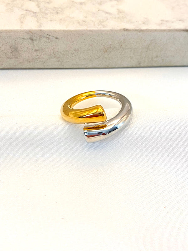 Anillo Encontrado Bicolor Acero