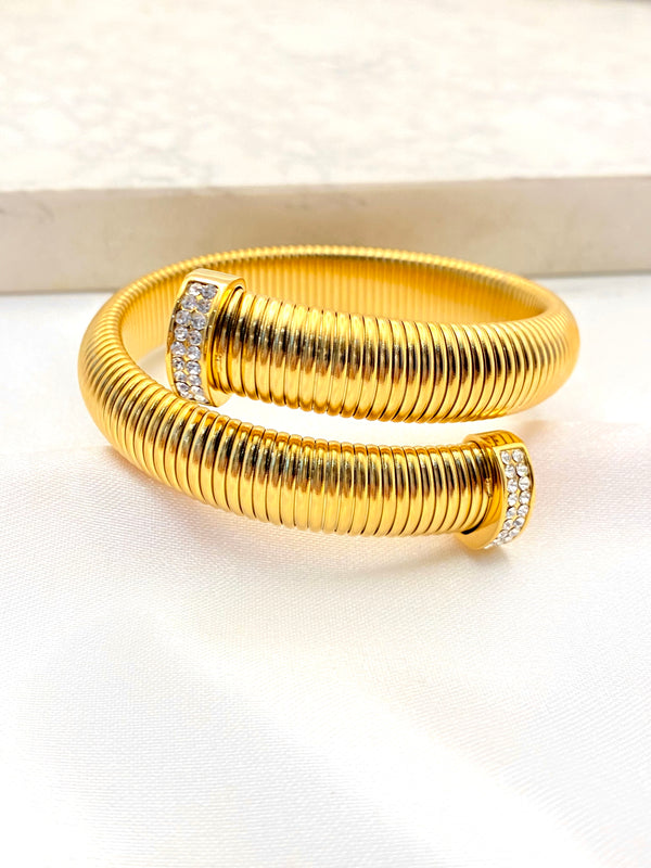 Pulsera Cruzada Zirconias 12mm Acero