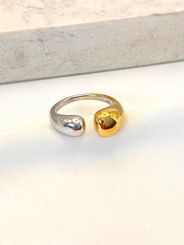 Anillo Dos Gotas Bicolor Acero