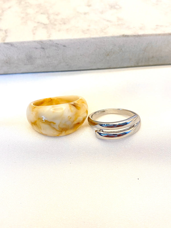 Set Anillo Acrílico y Metalico