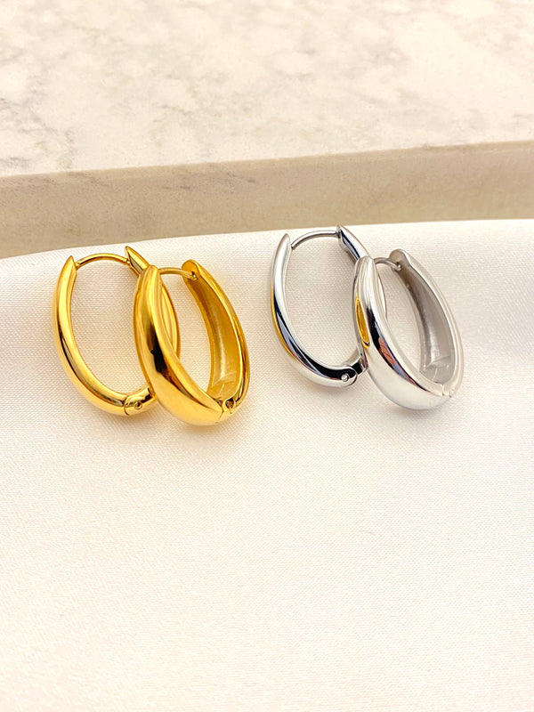 Arracada Oval Clip Acero