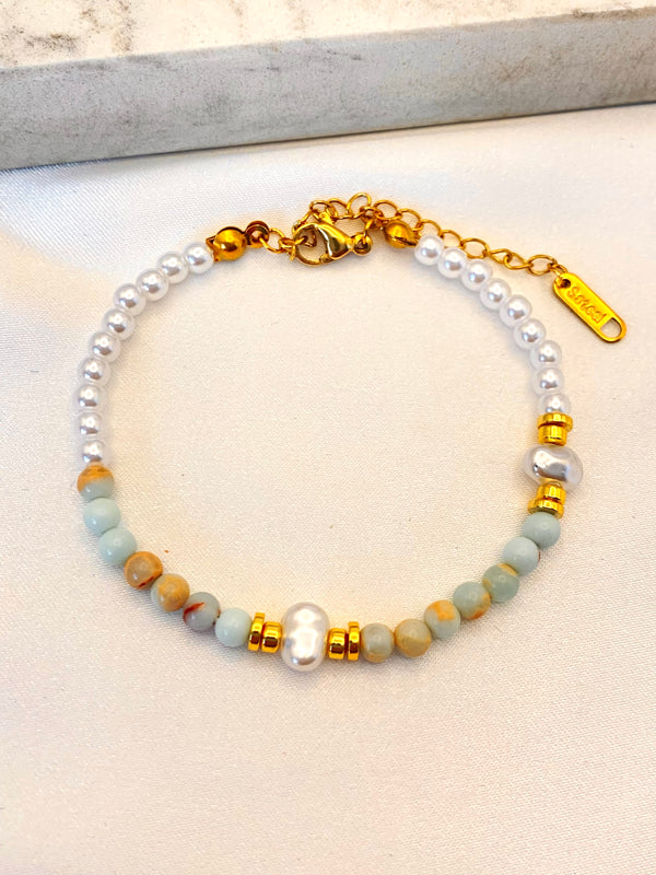 Pulsera Piedras Pastel Acero