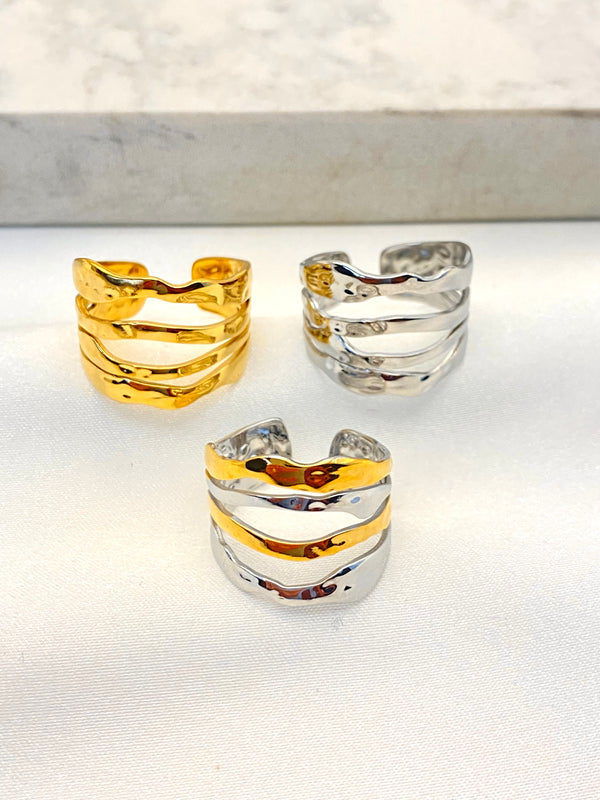 Anillo 4 Lineas Acero