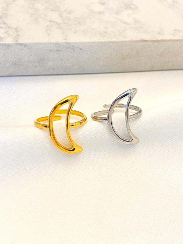 Anillo Luna Silueta Acero