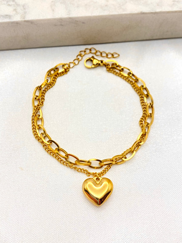 Pulsera Corazon Colgante Acero
