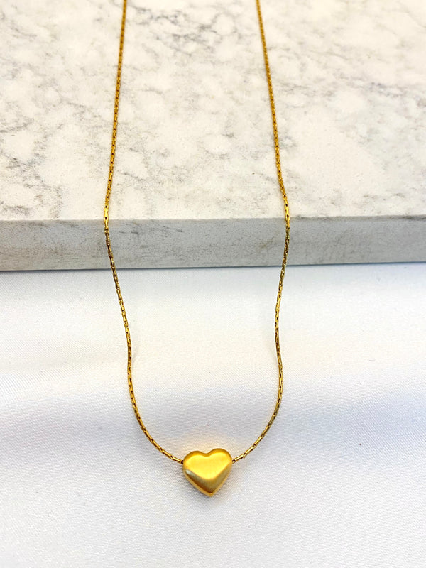 Collar Corazon Satinado Acero