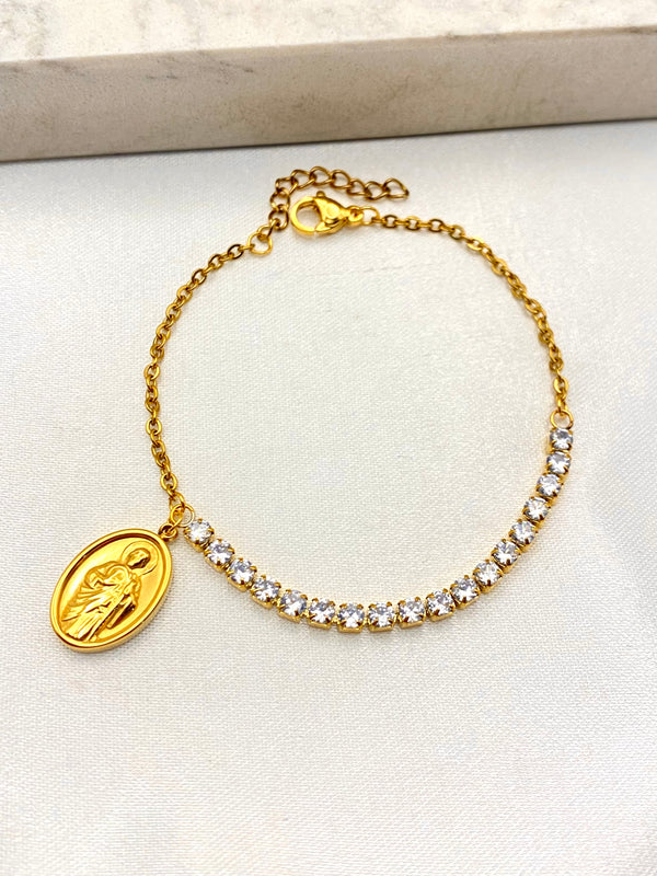 Pulsera San Juditas Zirconias Acero