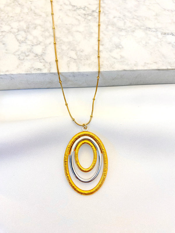 Collar Ovalos Bicolor Acero