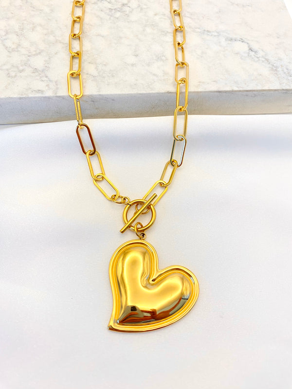 Collar Eslabones Maxi Corazon Acero