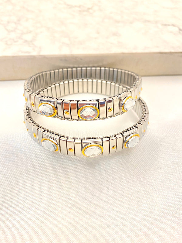 Pulsera Barritas Tres Ovalos Acero