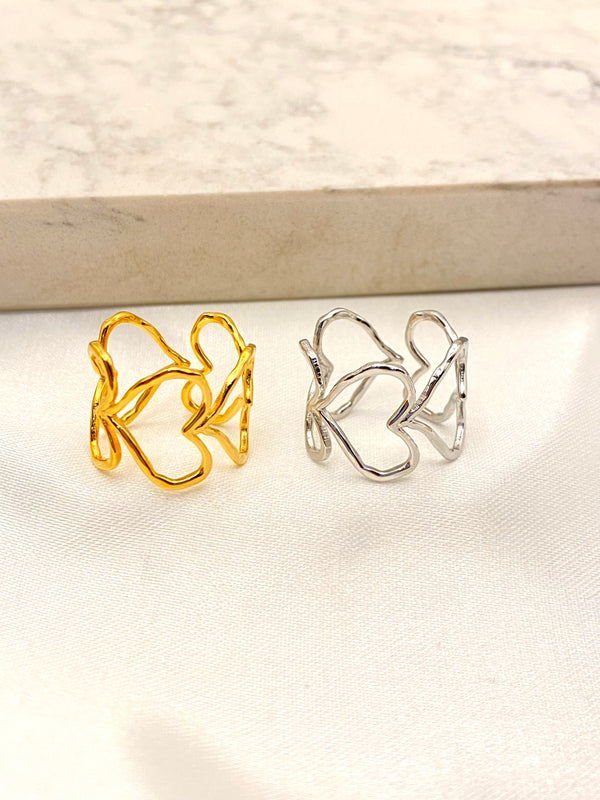Anillo Siluetas de Corazon Acero