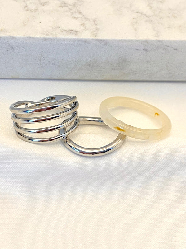 Set Anillo Acrilico Mumtilineas