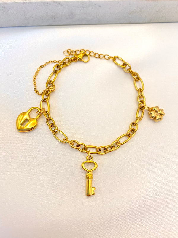 Pulsera Corazon Candado Acero