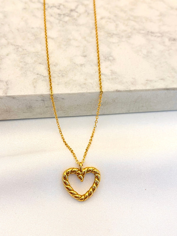 Collar Corazon Trenza Acero