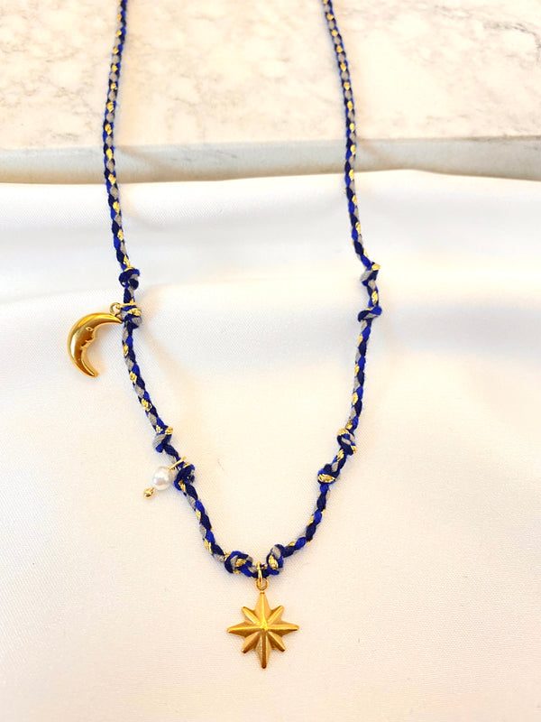 Collar Hilo Azul Dijes Acero