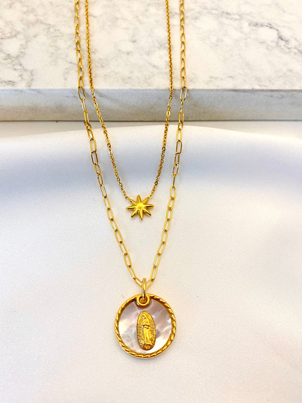 Collar Virgen Madre Perla Estrella