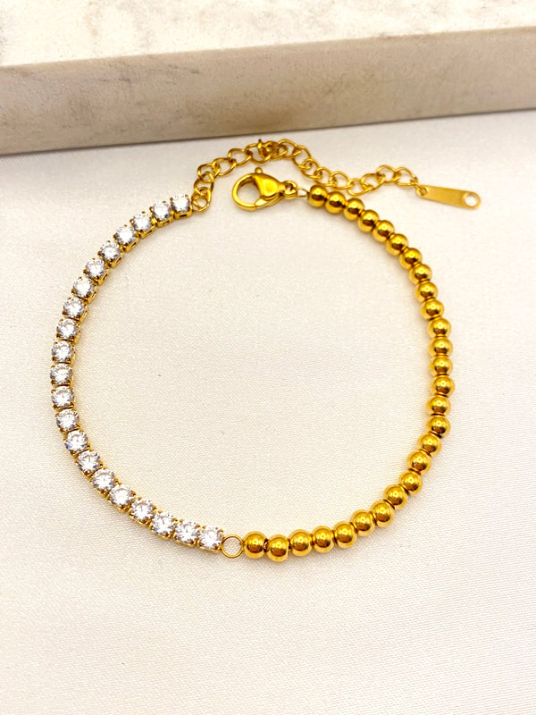 Pulsera Balines y Zirconias Acero