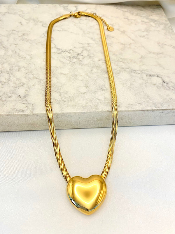 Collar Corazon Snake Acero