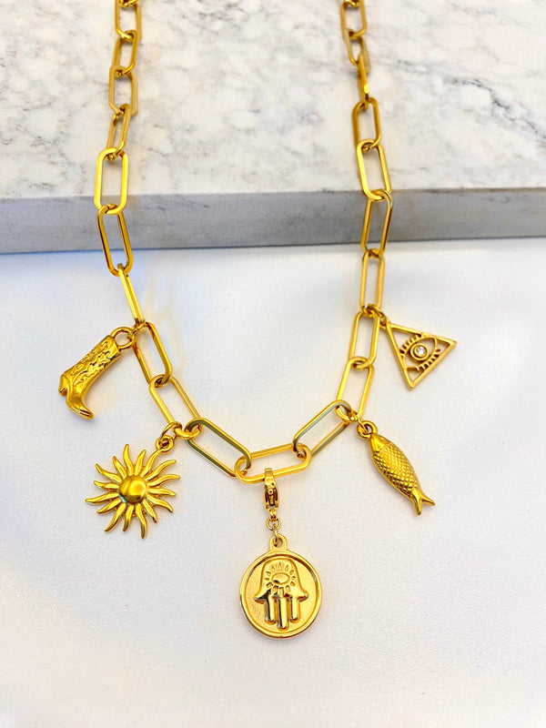 Collar Dijes Misticos Acero