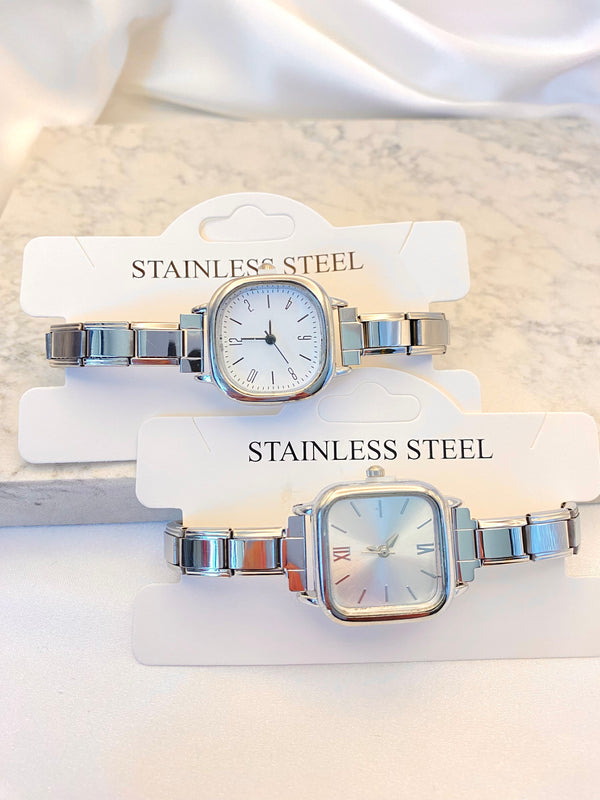 Pulsera Italiana Reloj Square Acero