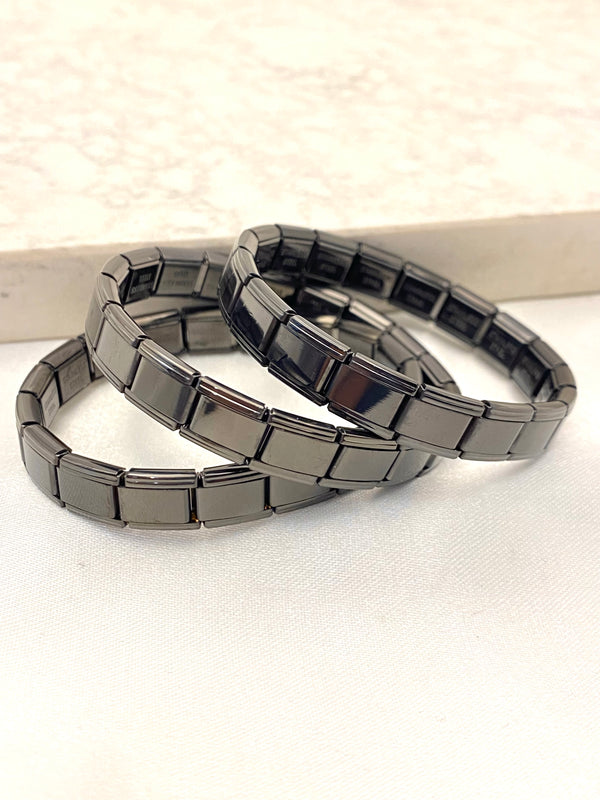Pulsera Italiana Negra Acero