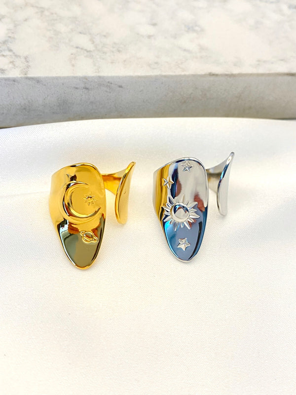 Anillo Abierto Luna Acero