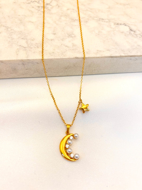 Collar Luna y Estrella Acero
