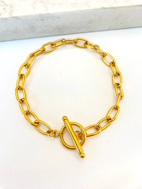 Pulsera Oval Broche T Acero
