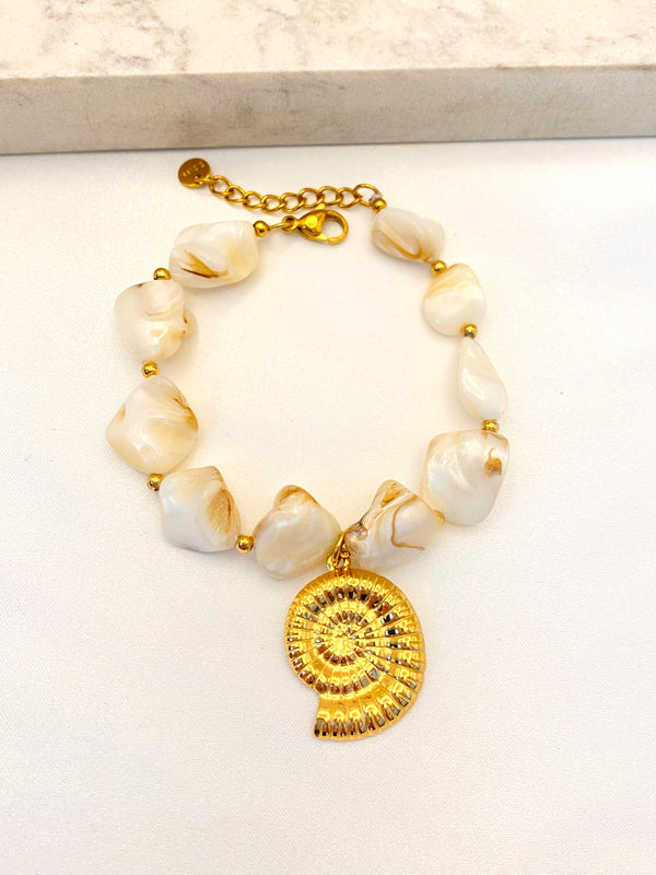 Pulsera Caracol Piedra Natural Acero