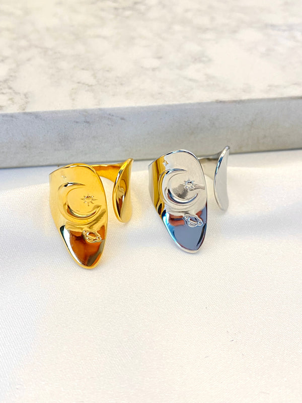Anillo Abierto Luna Acero