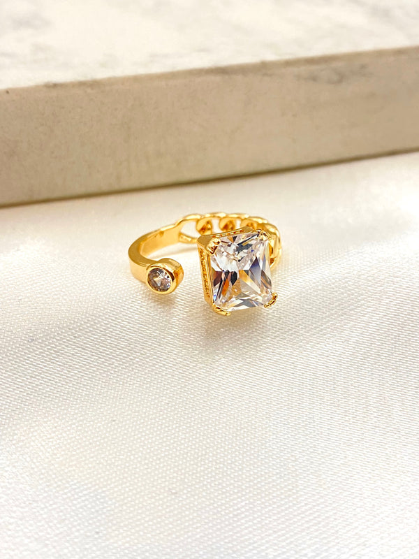 Anillo Cadena Dos Zirconias