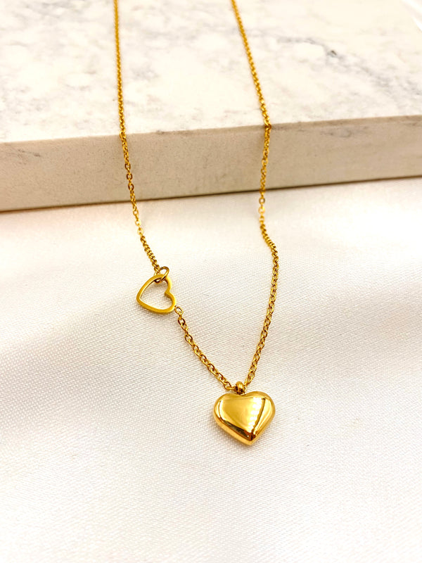 Collar Dos Corazones Acero