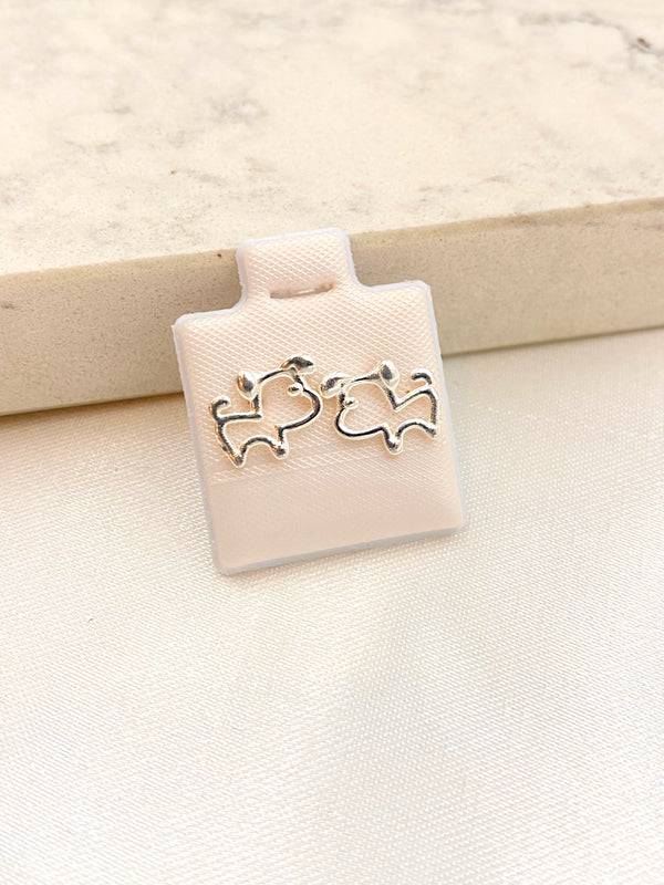 Arete Perrito Silueta Plata